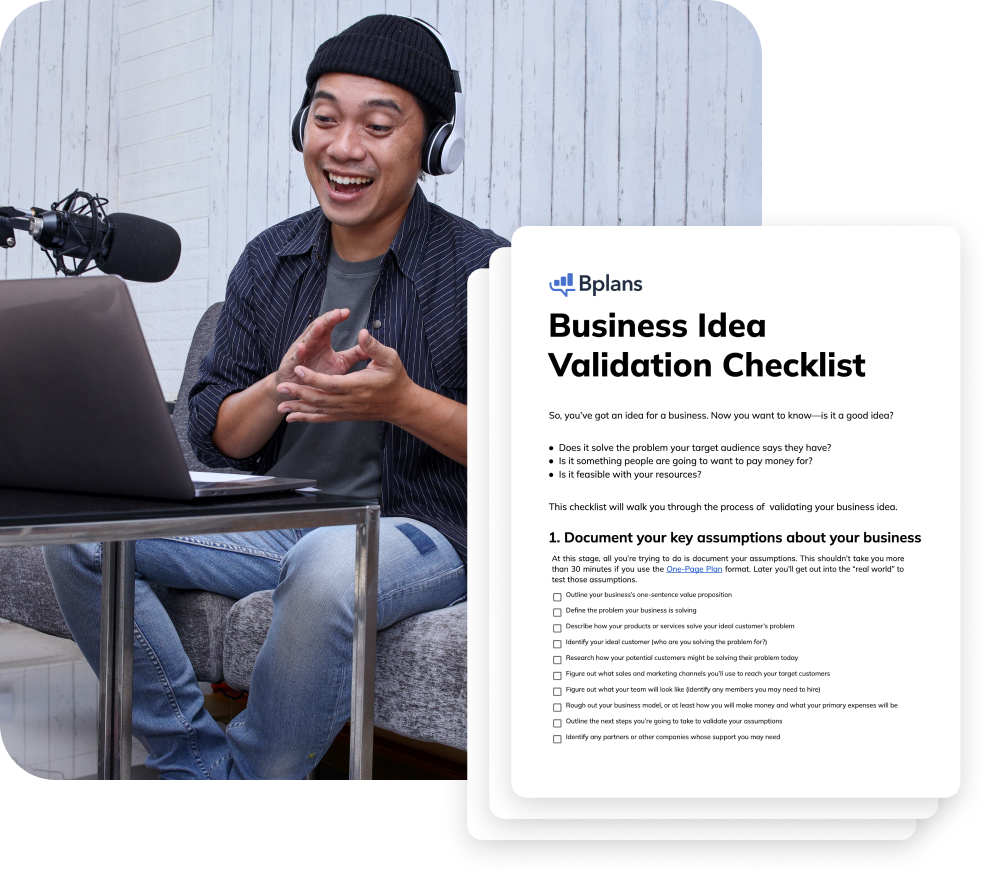 Man working on podcast with example Business Idea Validation Checklist